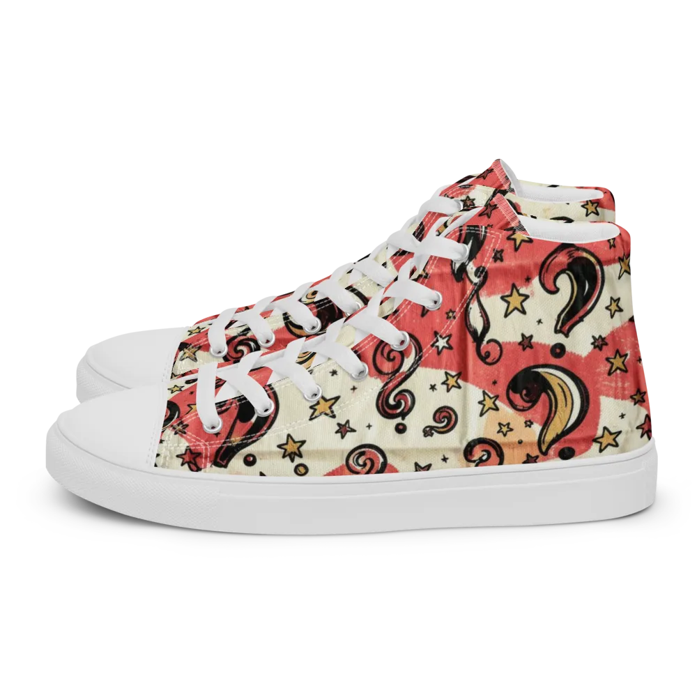 Starry Whimsy on Men's High Top Canvas Shoes — Left