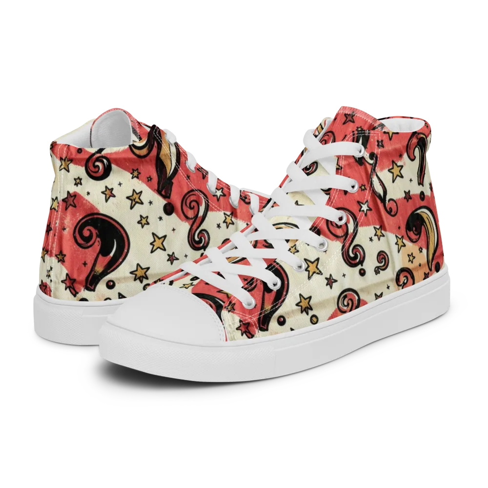 Starry Whimsy on Men's High Top Canvas Shoes — Left