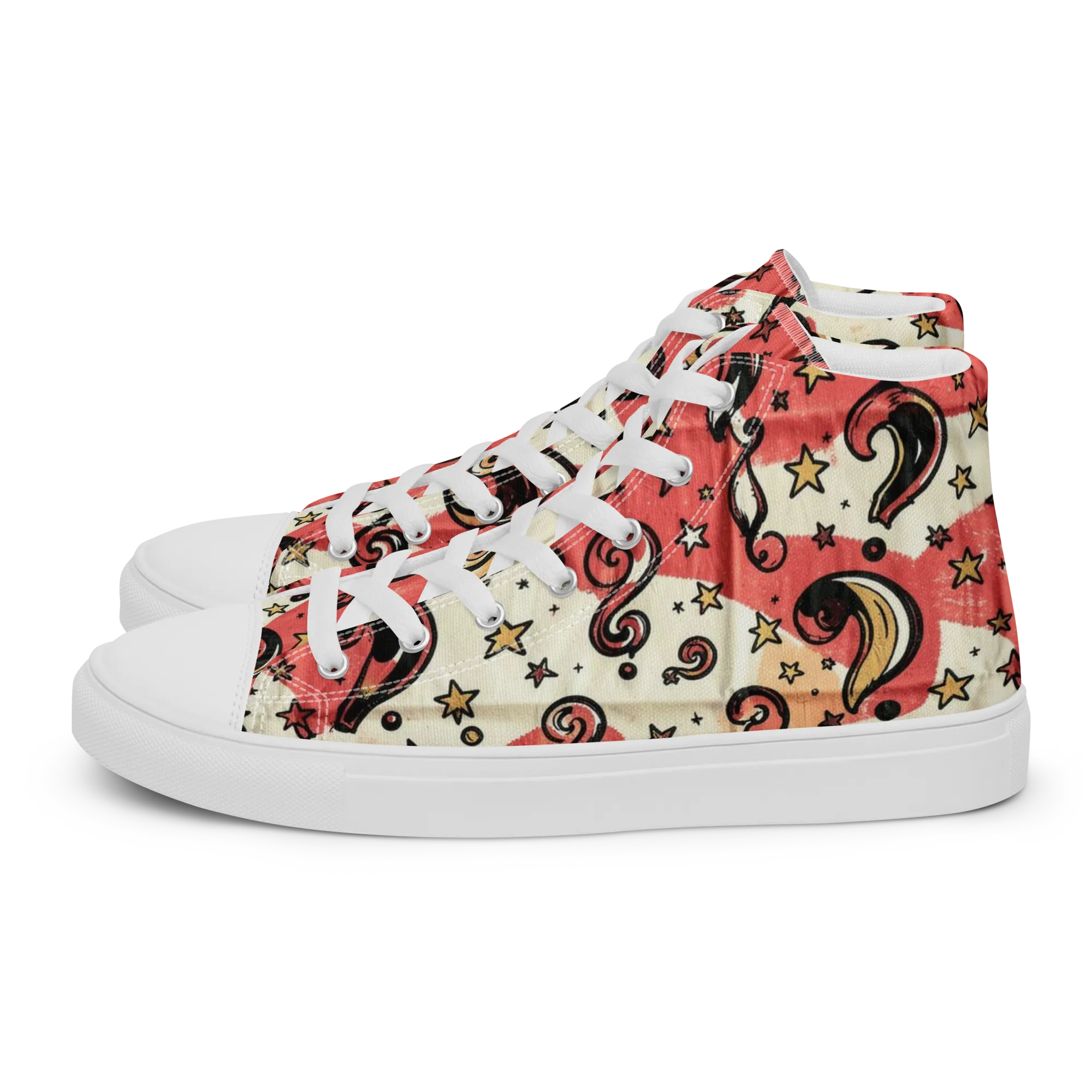 Starry Whimsy on Women's High Top Canvas Shoes — Left