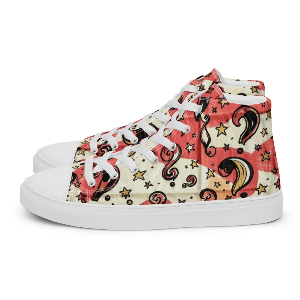 Starry Whimsy on Women's High Top Canvas Shoes — Left