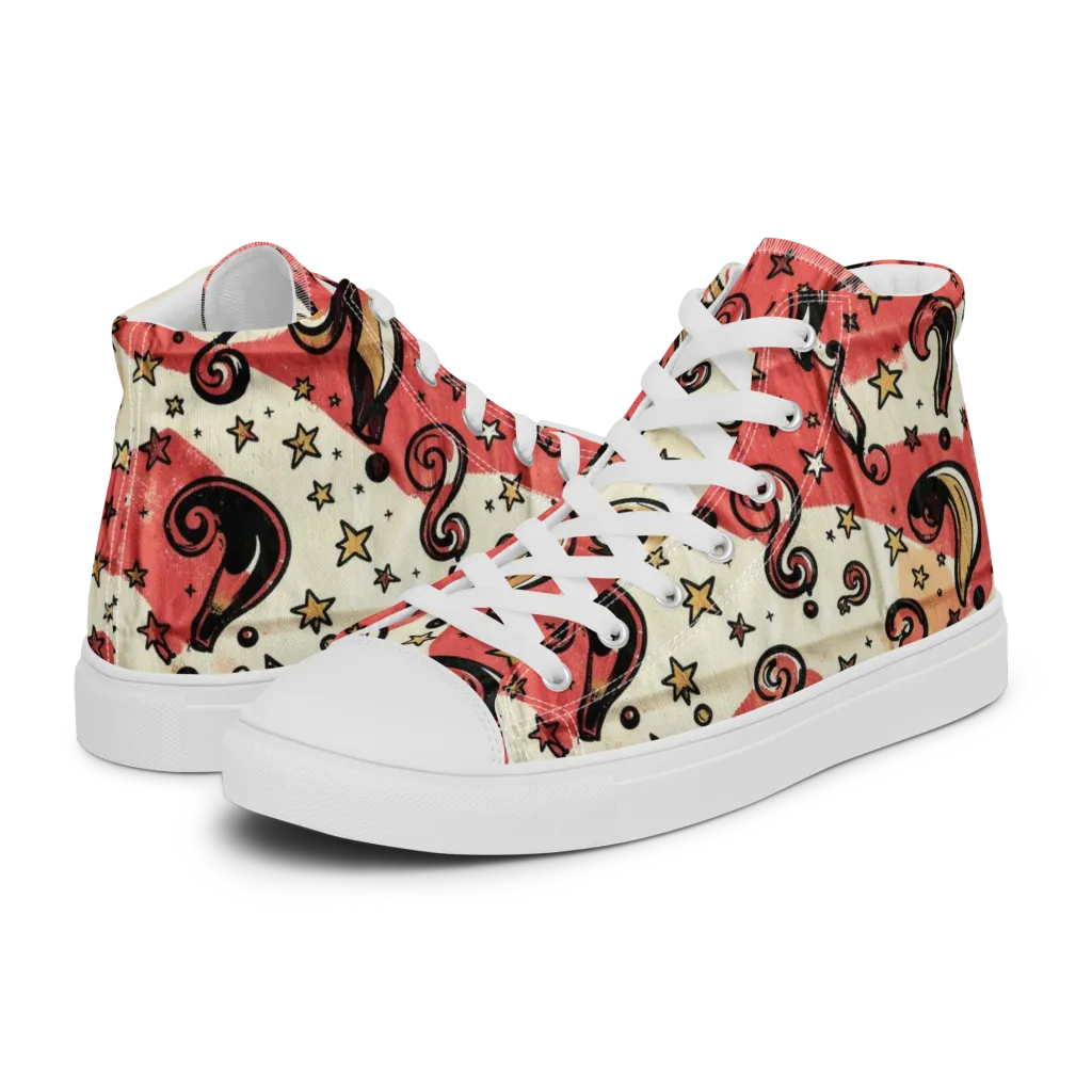 Starry Whimsy on Women's High Top Canvas Shoes — Left