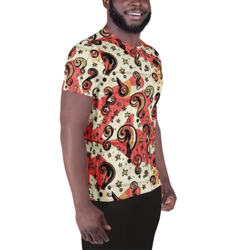 Starry Whimsy on a Men's Athletic T-Shirt
