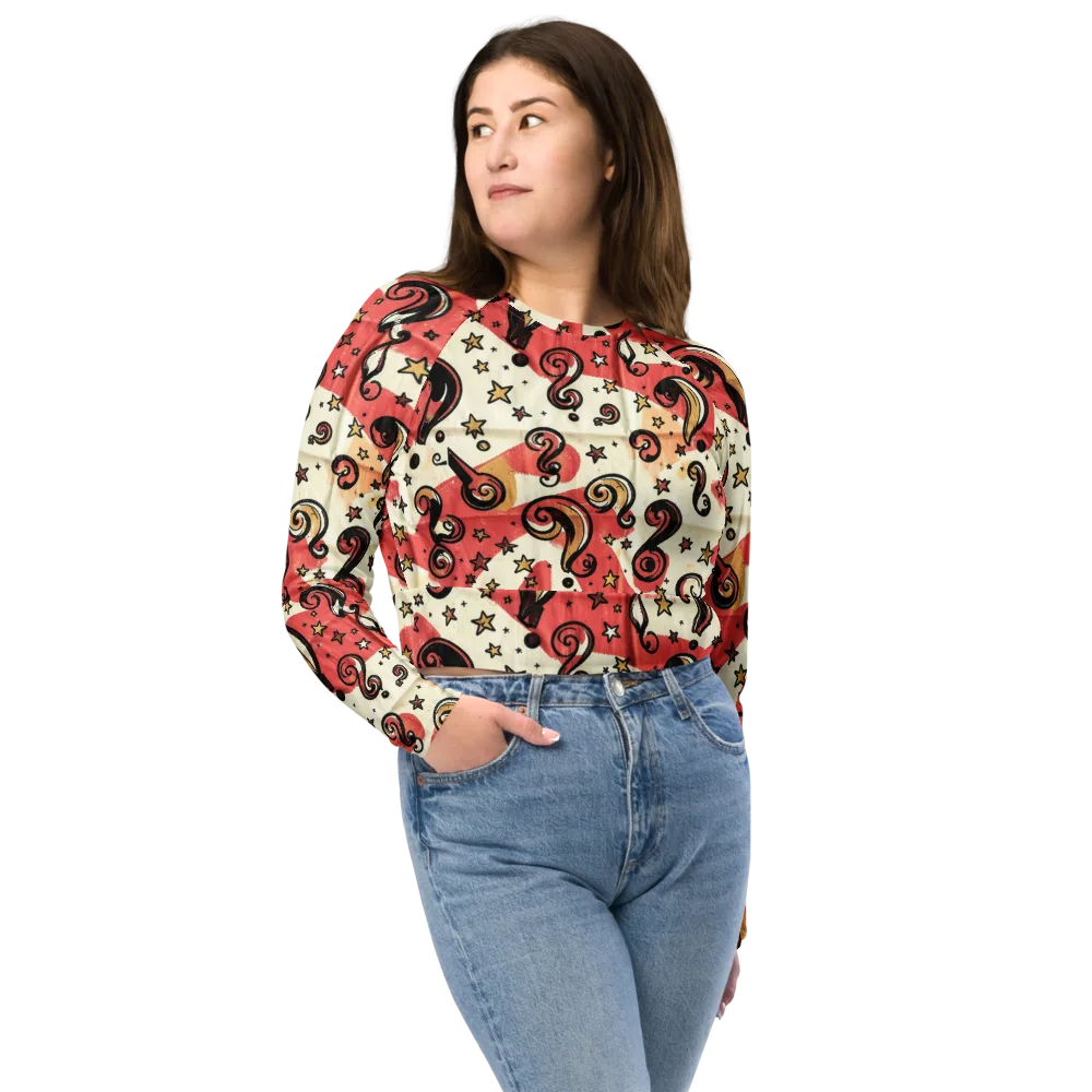 Starry Whimsy on Long Sleeve Crop Top — Front