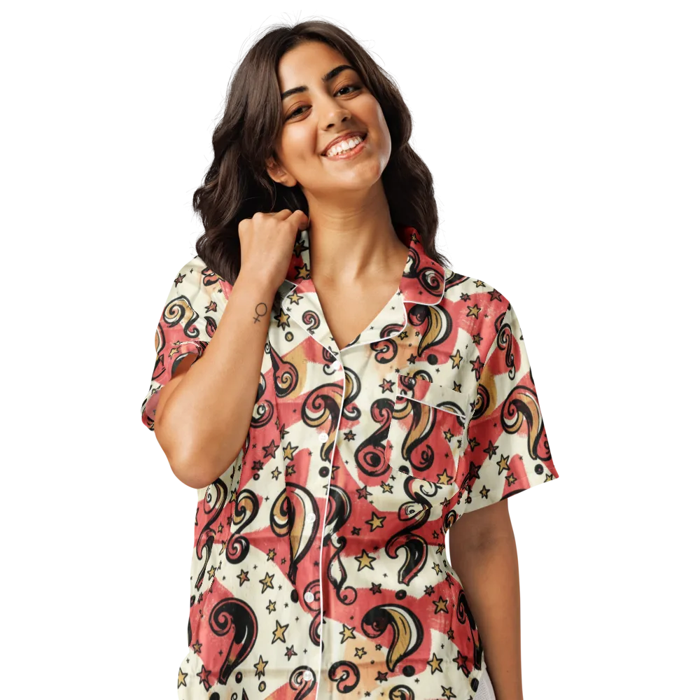 Starry Whimsy on Women's Short Sleeve Pajama Top — Front