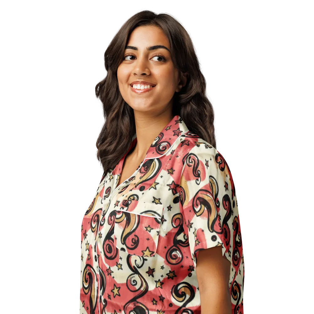Starry Whimsy on Women's Short Sleeve Pajama Top — Left Front