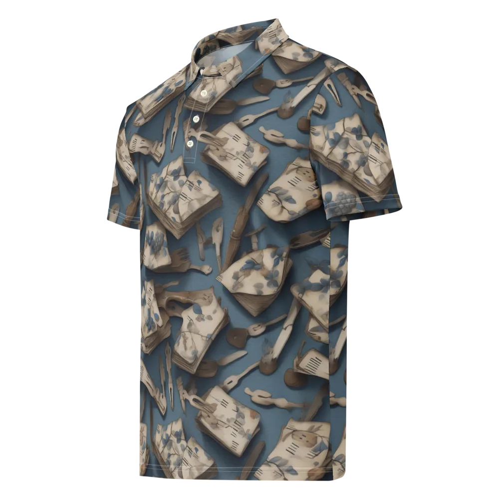 Blueberry Notation on Men's Slim Fit Polo Shirt — Left Front