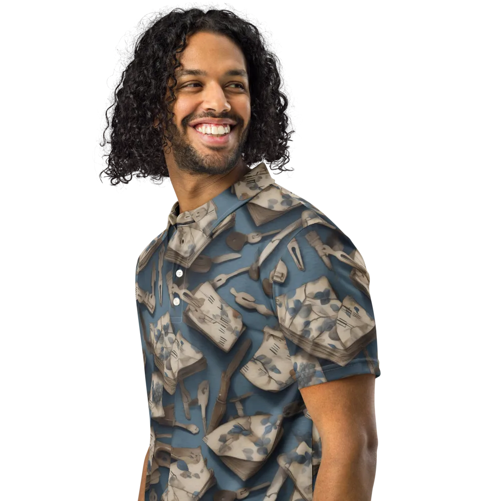 Blueberry Notation on Men's Slim Fit Polo Shirt — Left Front