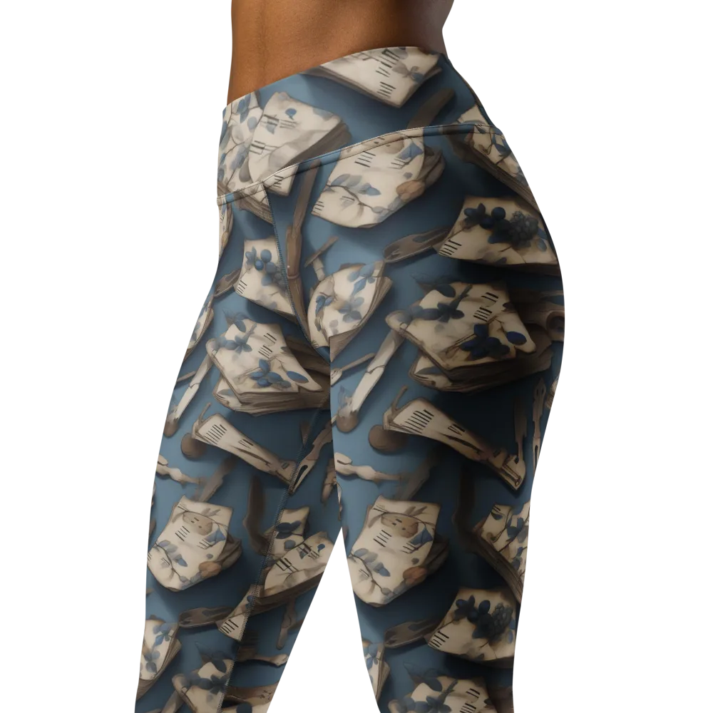 Blueberry Notation on Yoga Leggings — Left Front