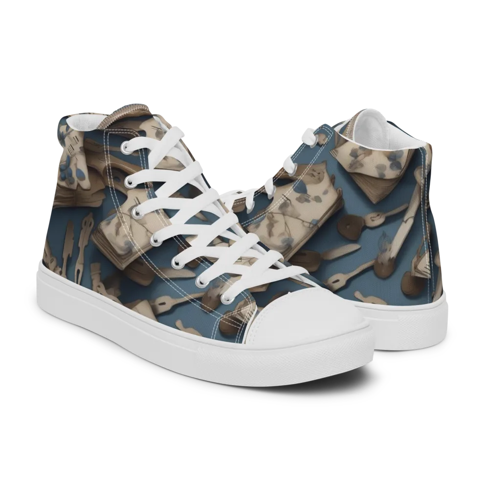 Blueberry Notation on Men's High Top Canvas Shoes — Right