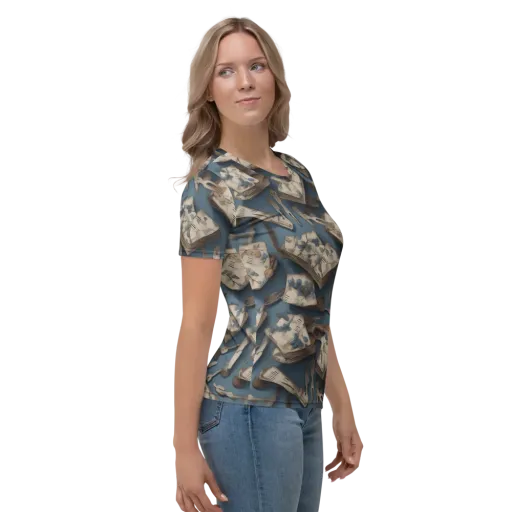 Blueberry Notation on a Women's Crew Neck T-Shirt