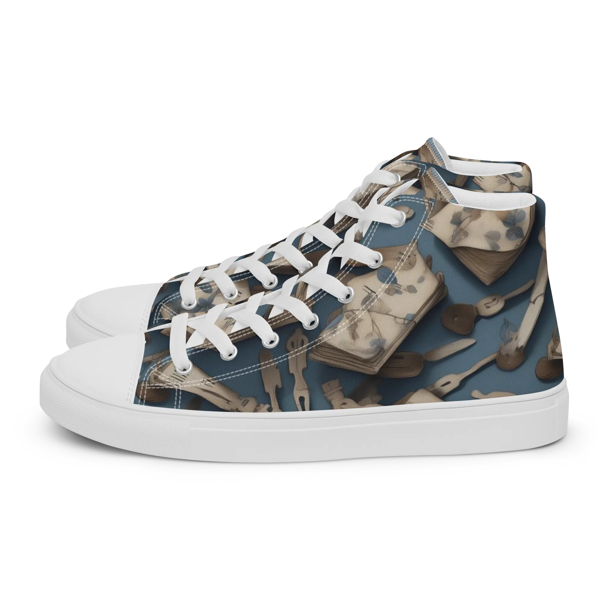 Blueberry Notation on Women's High Top Canvas Shoes — Left