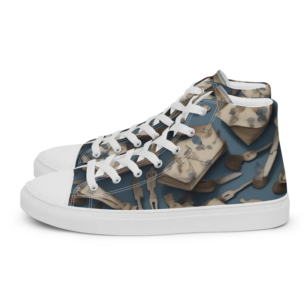 Blueberry Notation on Women's High Top Canvas Shoes — Left