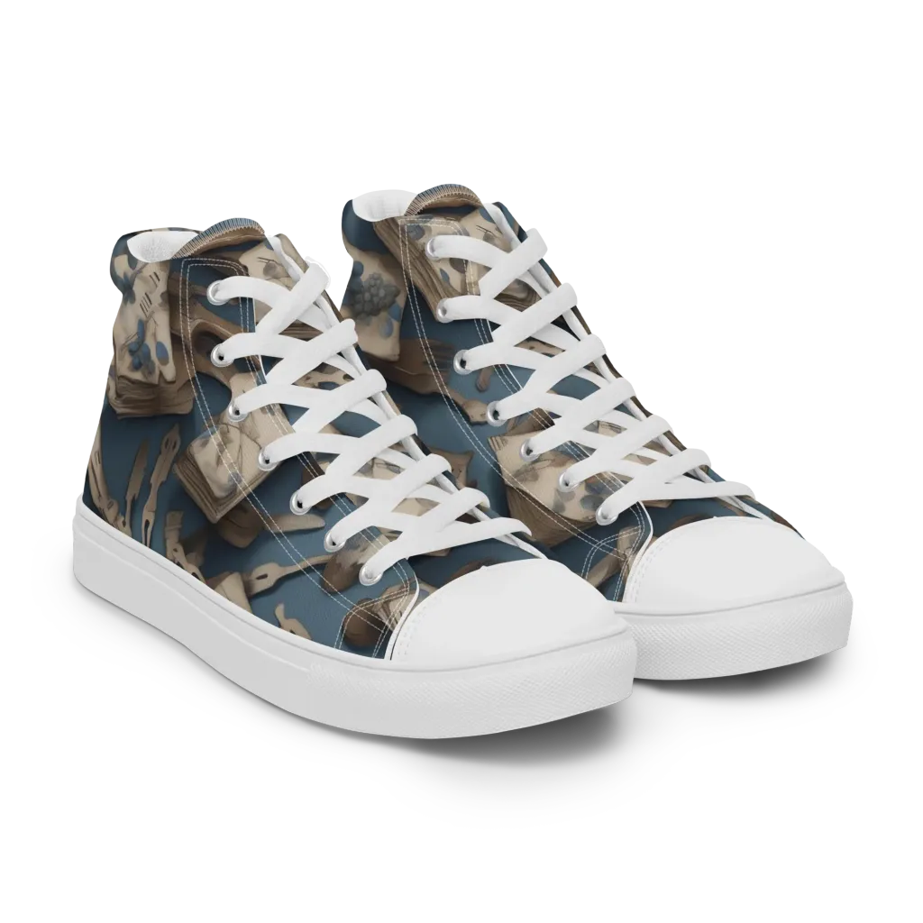 Blueberry Notation on Women's High Top Canvas Shoes — Right Front