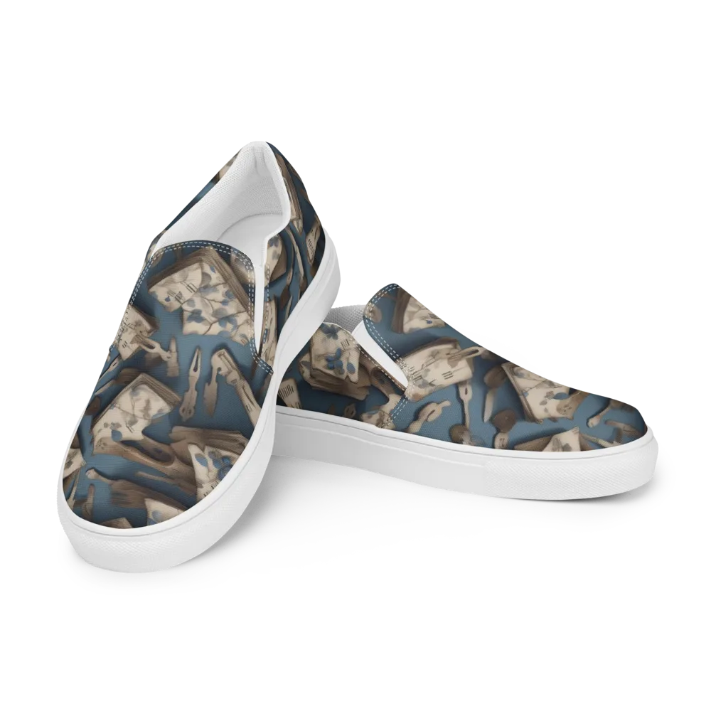 Blueberry Notation on Men's Slip-On Canvas Shoes — Left Front
