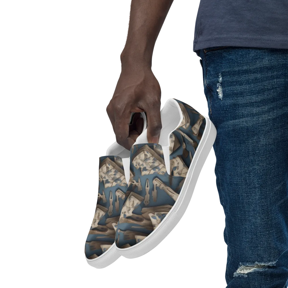 Blueberry Notation on Men's Slip-On Canvas Shoes — Left Front