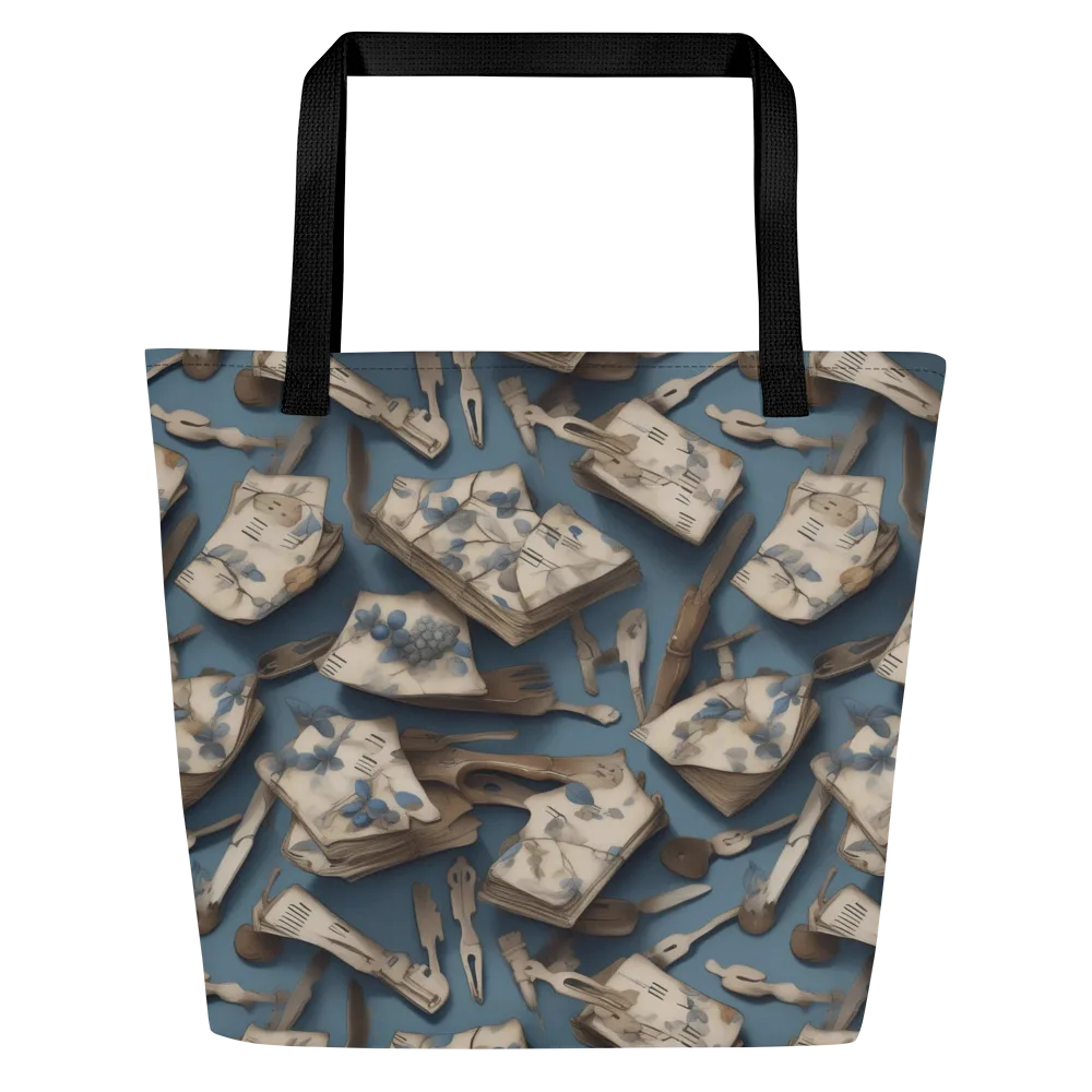 Blueberry Notation on Large Tote Bag W/ Pocket — Front