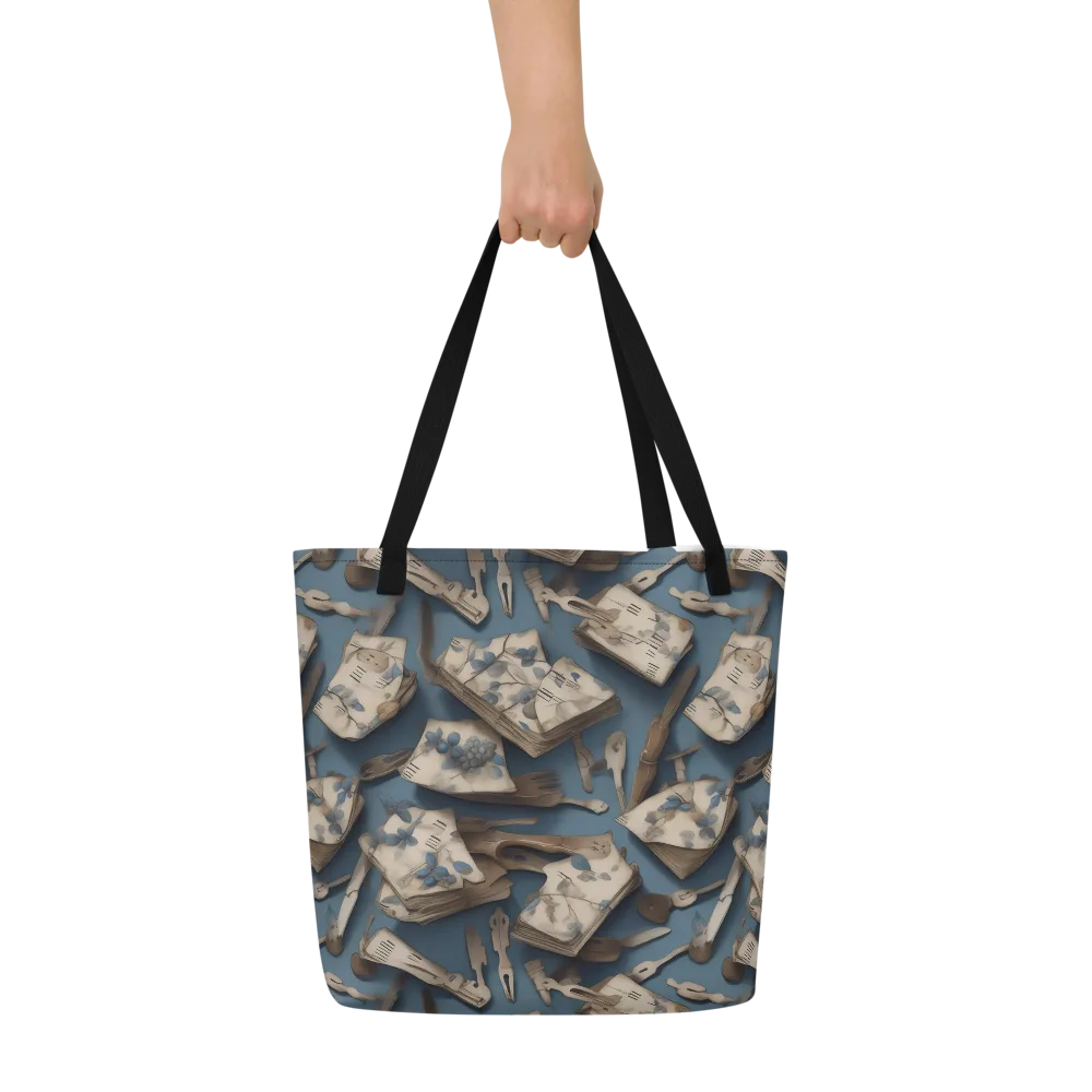 Blueberry Notation on Large Tote Bag W/ Pocket — Front