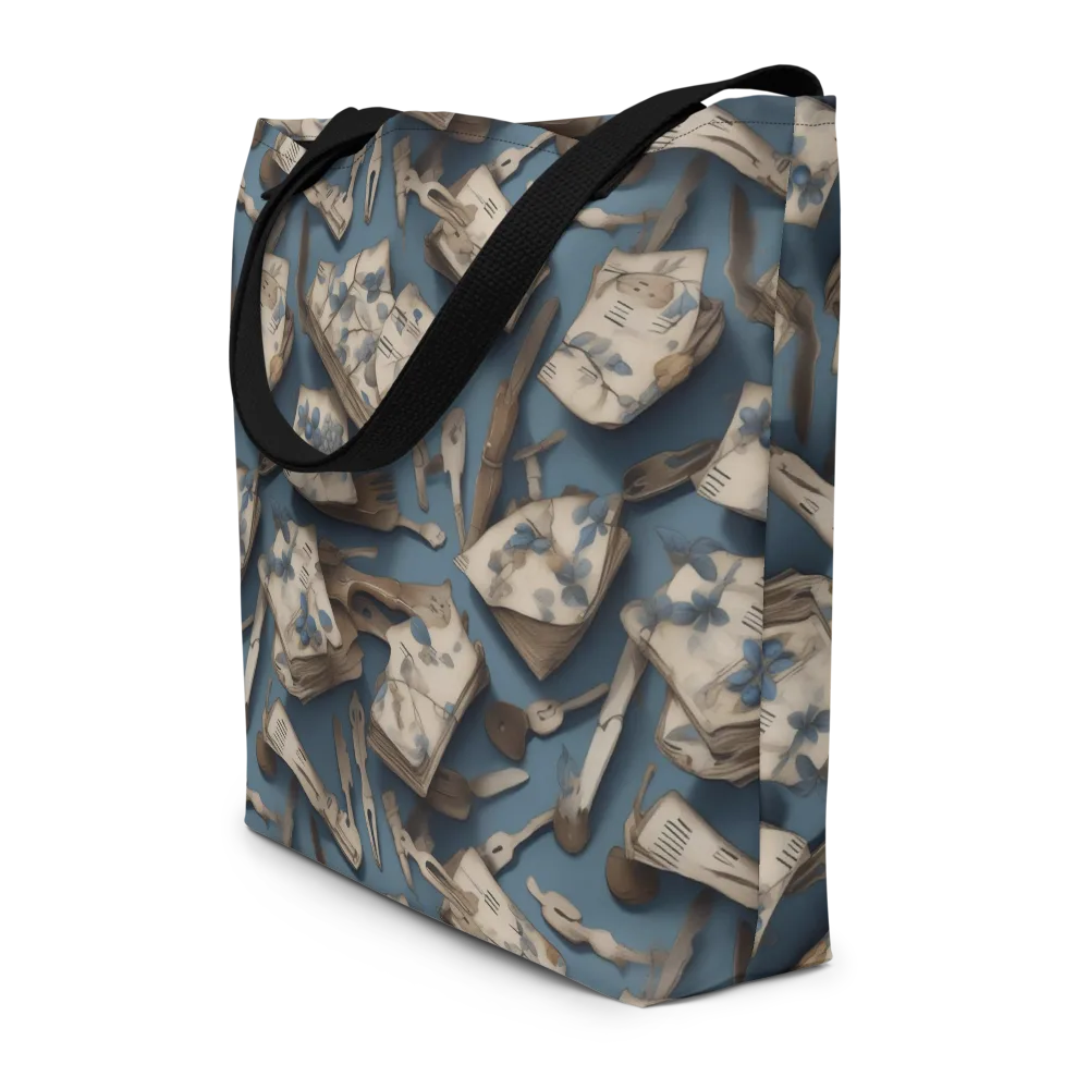 Blueberry Notation on Large Tote Bag W/ Pocket — Front