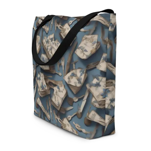 Blueberry Notation on a Large Tote Bag W/ Pocket