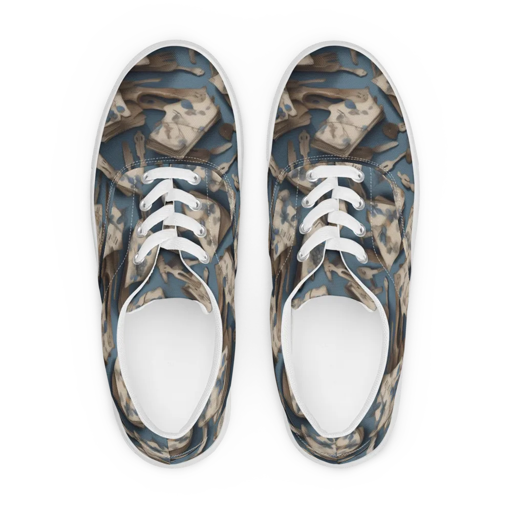 Blueberry Notation on Men's Lace-Up Canvas Shoes — Front