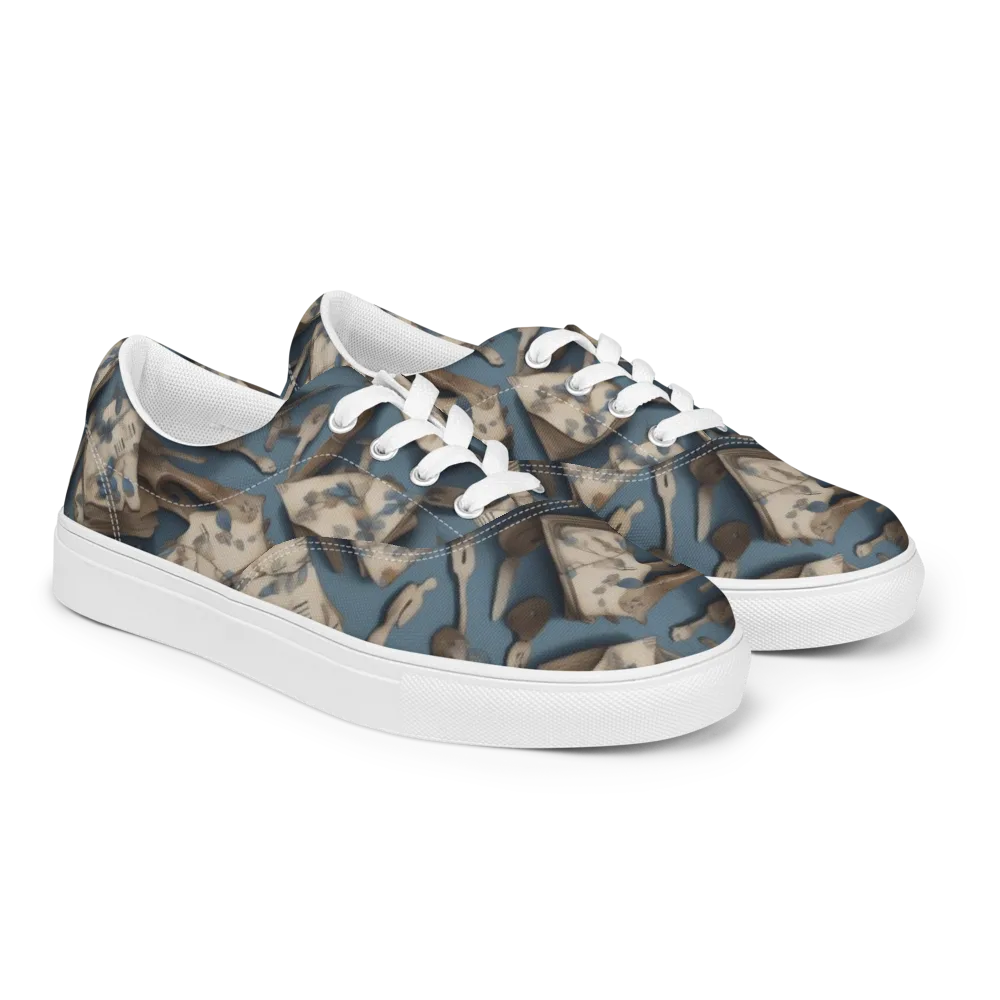 Blueberry Notation on Men's Lace-Up Canvas Shoes — Right Front