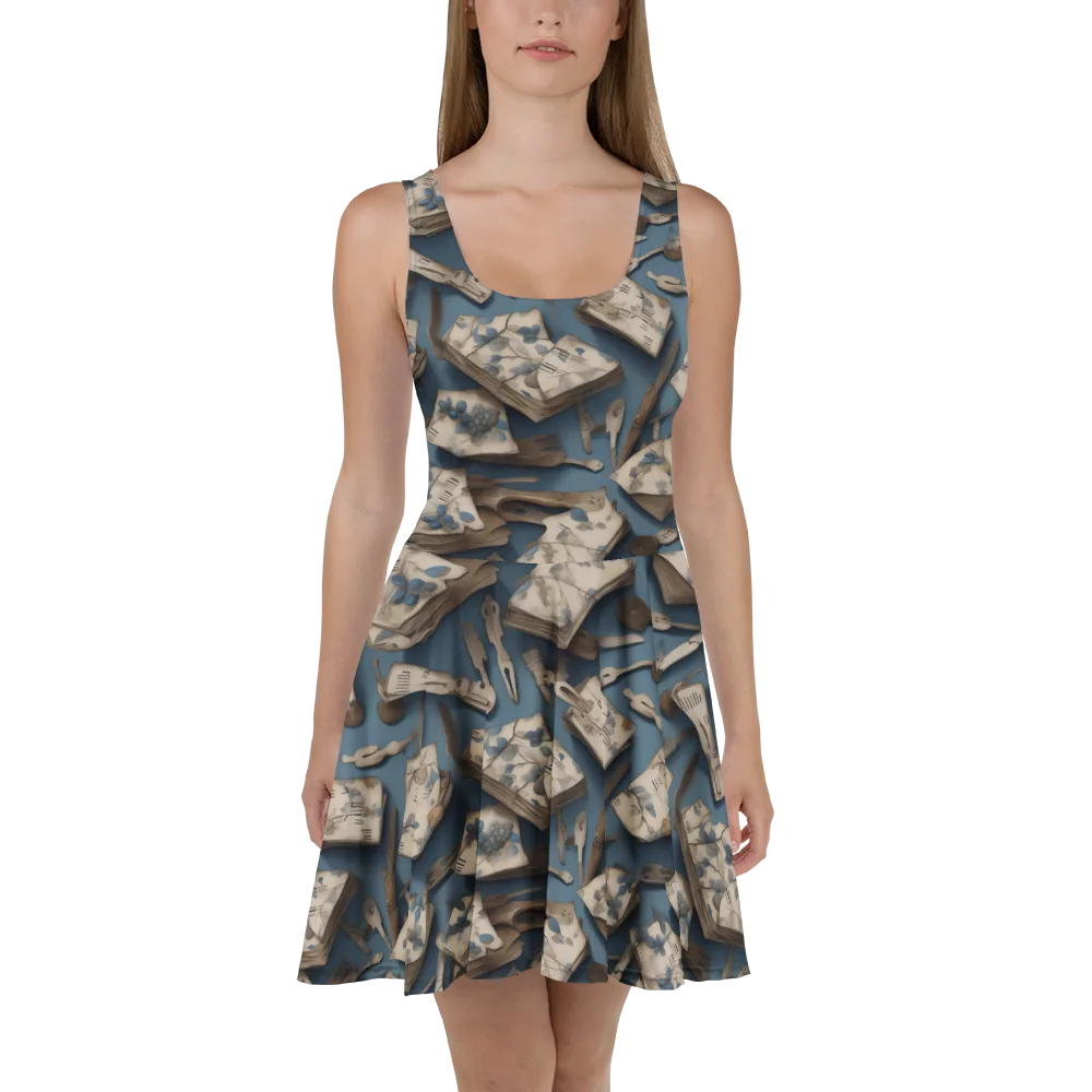 Blueberry Notation on Skater Dress — Front