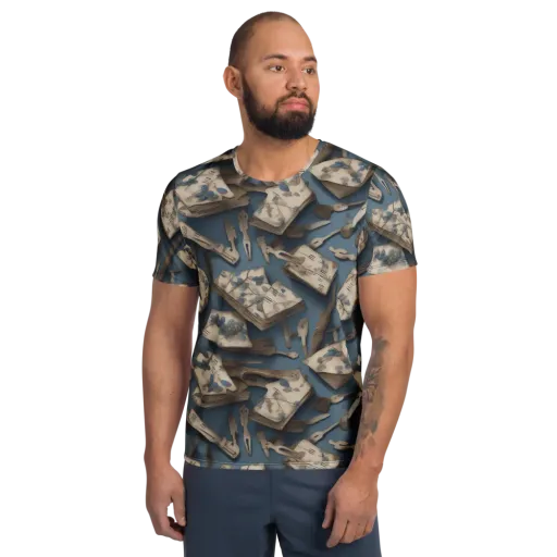 Blueberry Notation on a Men's Athletic T-Shirt