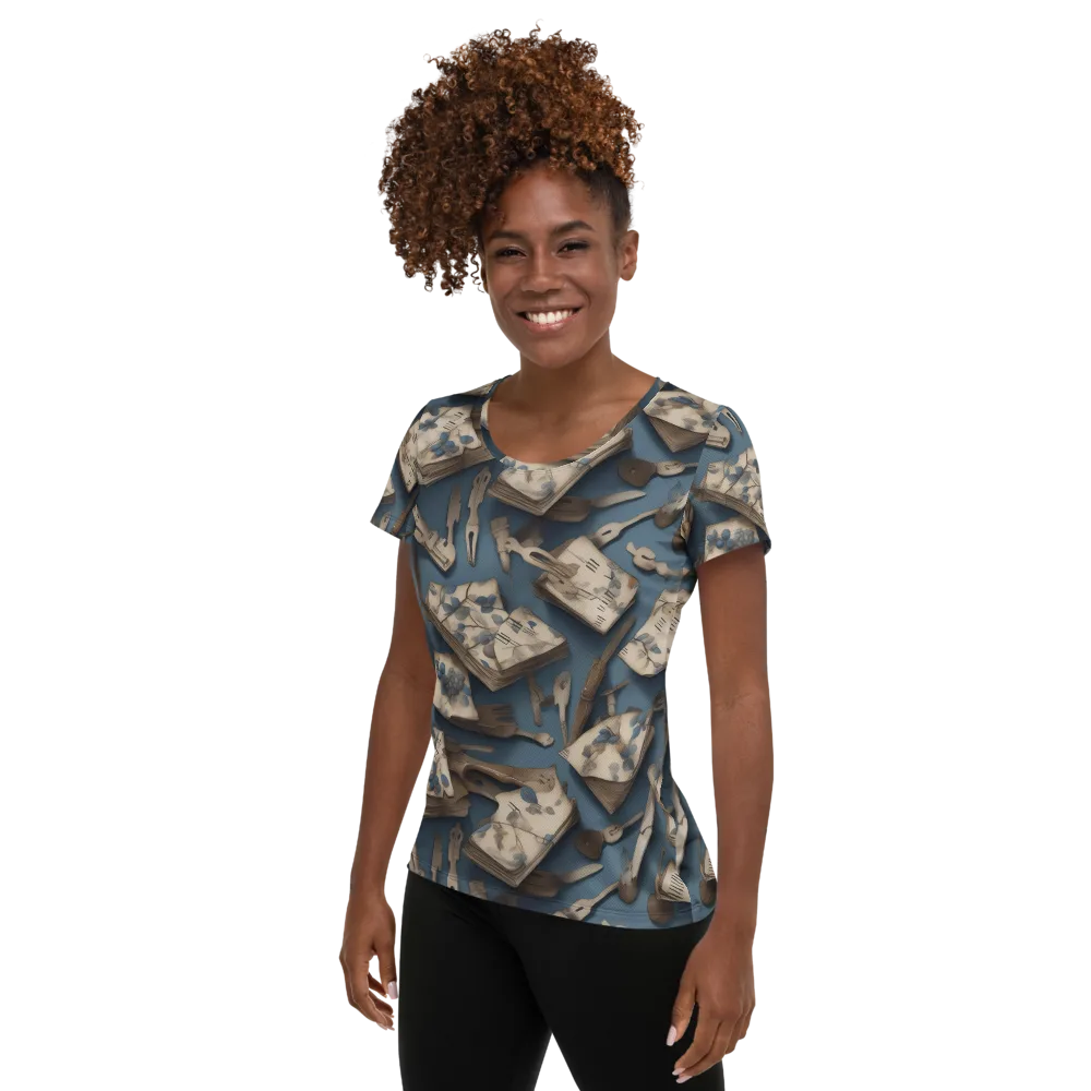 Blueberry Notation on Women's Athletic T-Shirt — Left