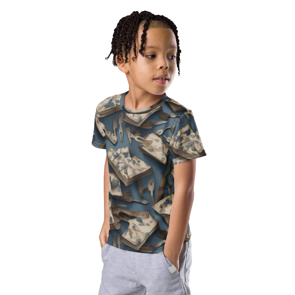 Blueberry Notation on Kids Crew Neck T-Shirt — Left Front