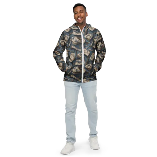 Blueberry Notation on a Men's Windbreaker