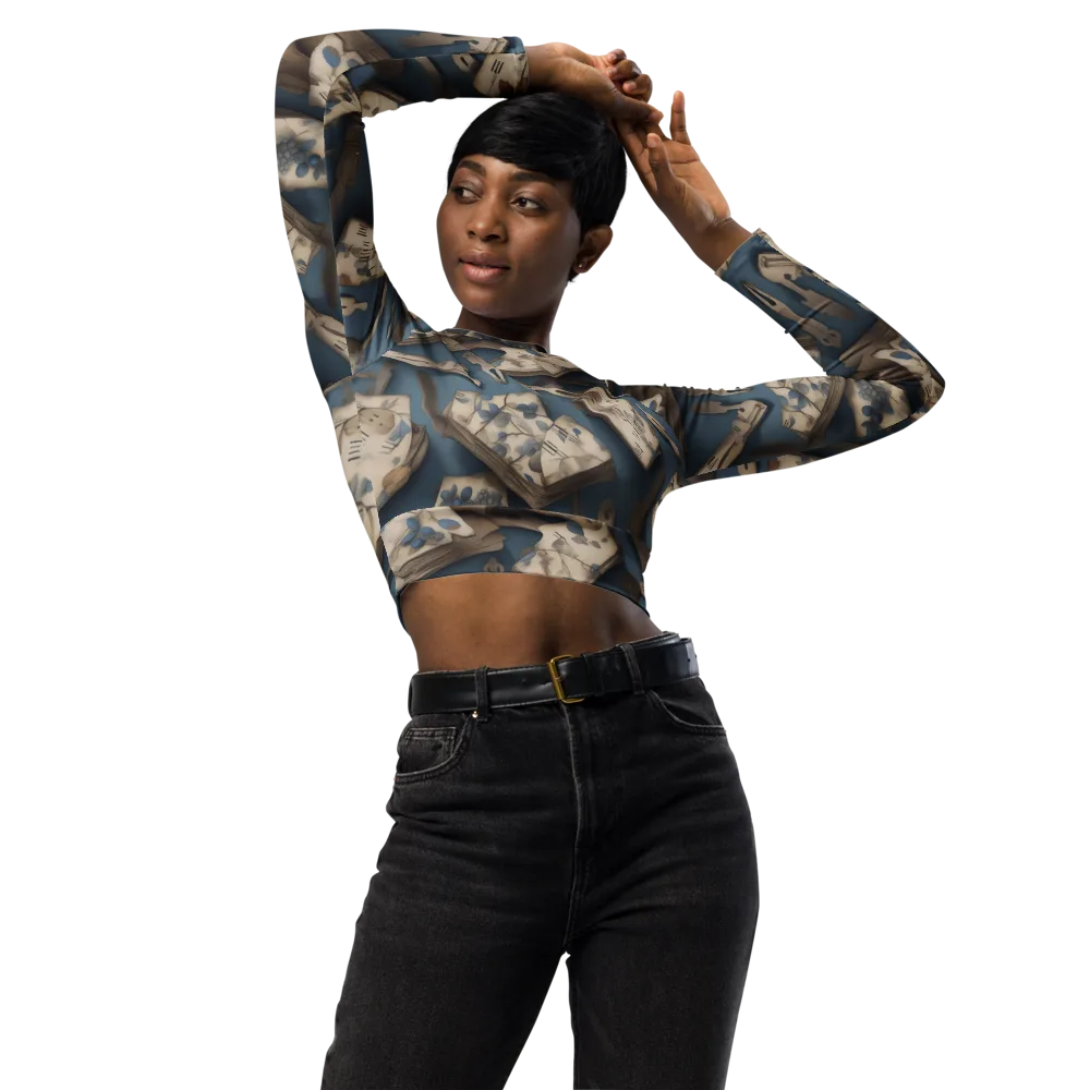 Blueberry Notation on Long Sleeve Crop Top — Front