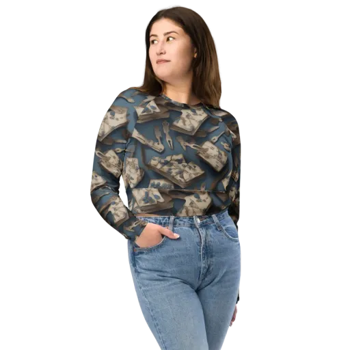 Blueberry Notation on a Long Sleeve Crop Top