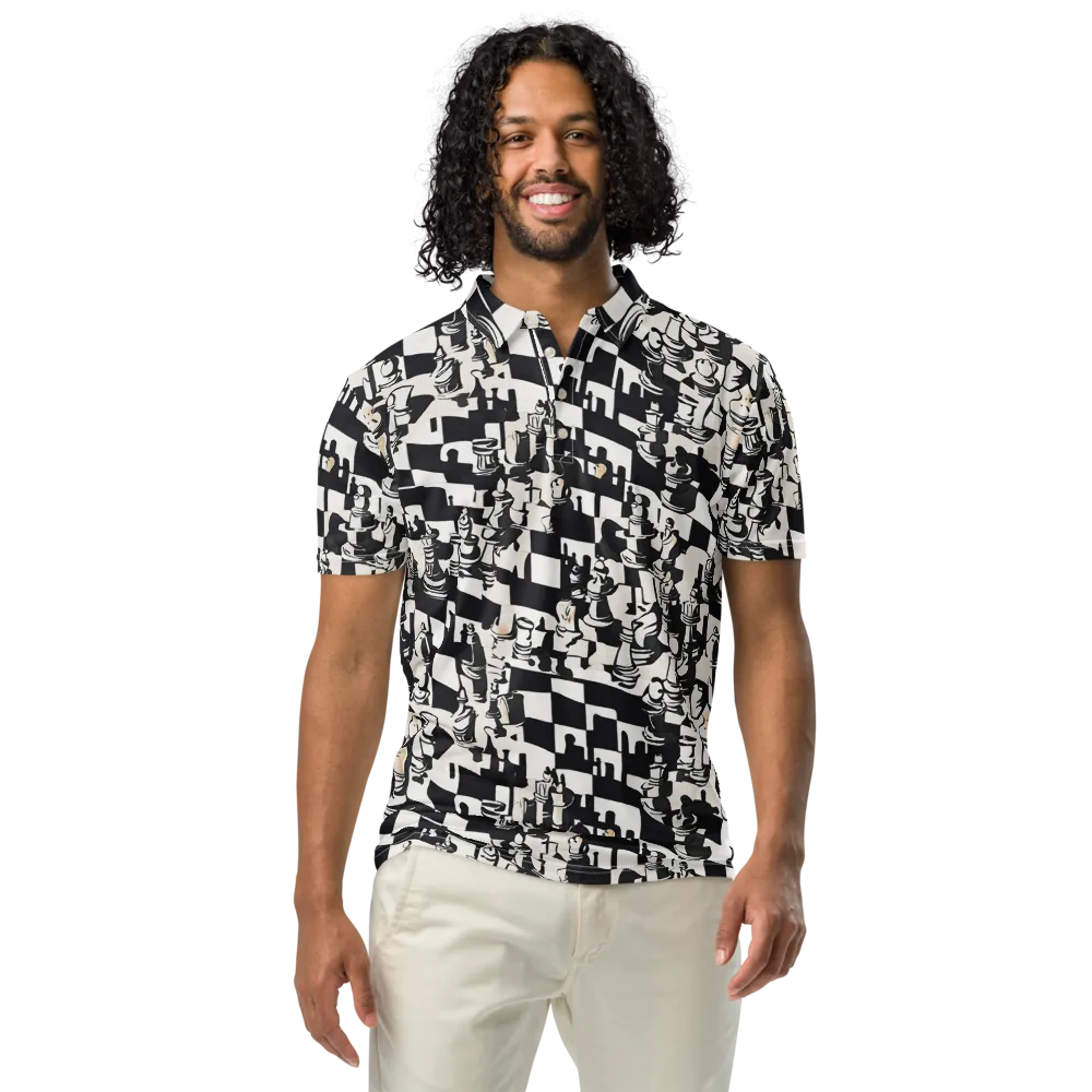 Checkmate Noir on Men's Slim Fit Polo Shirt — Front