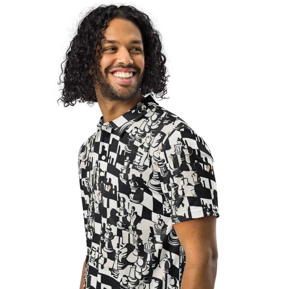 Checkmate Noir on Men's Slim Fit Polo Shirt — Left Front