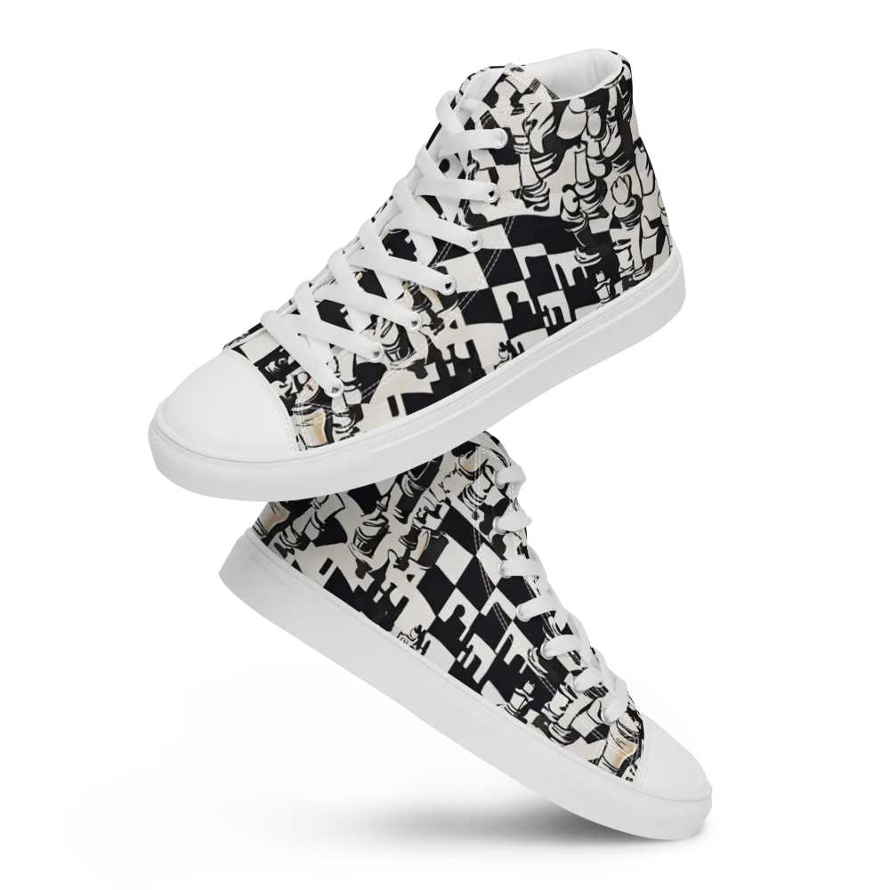 Checkmate Noir on Men's High Top Canvas Shoes — Front