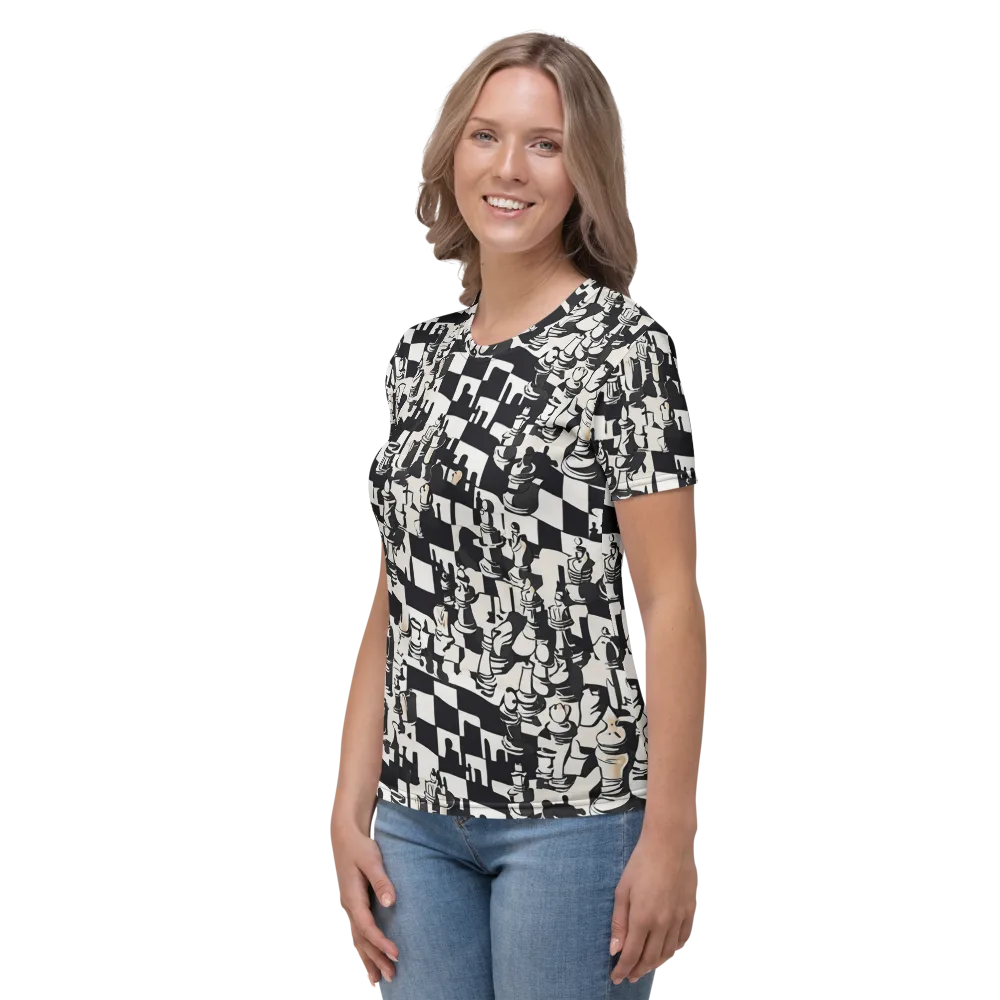 Checkmate Noir on Women's Crew Neck T-Shirt — Left