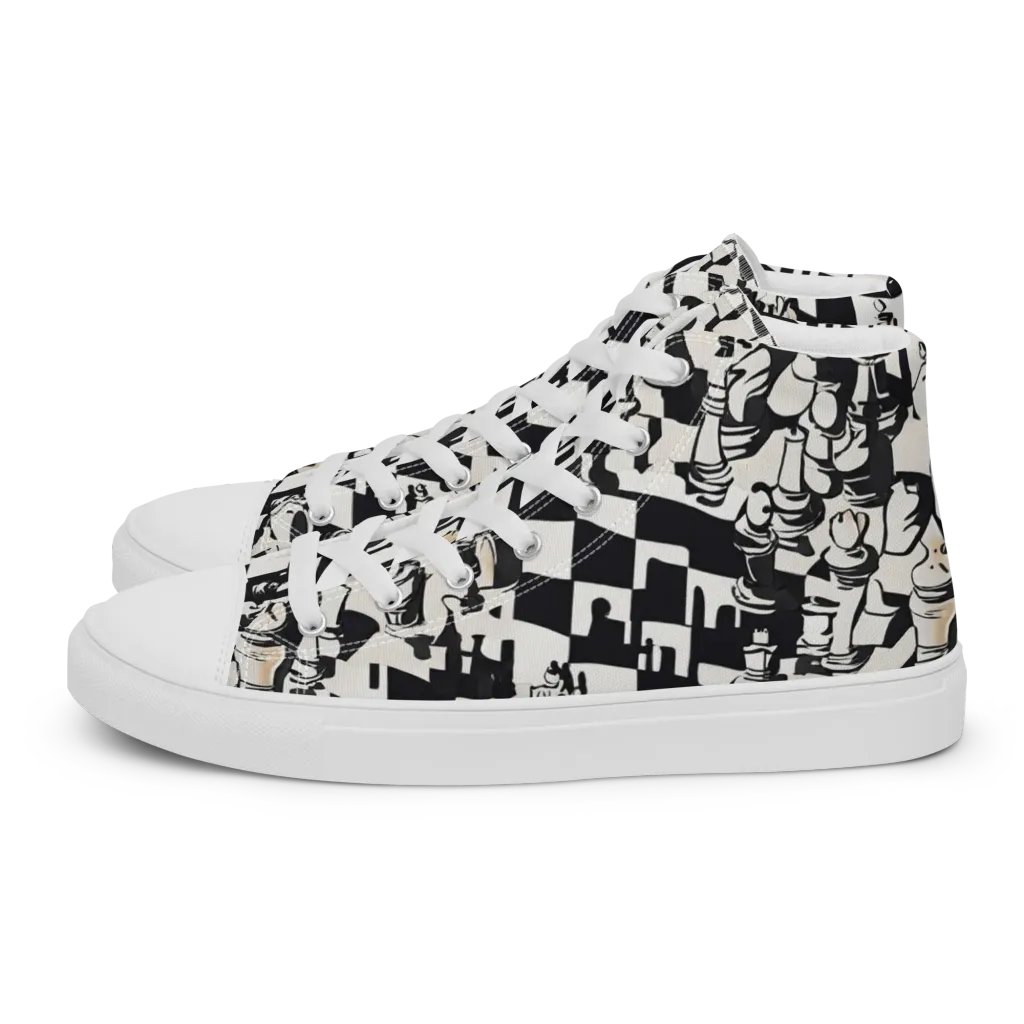 Checkmate Noir on Women's High Top Canvas Shoes — Left