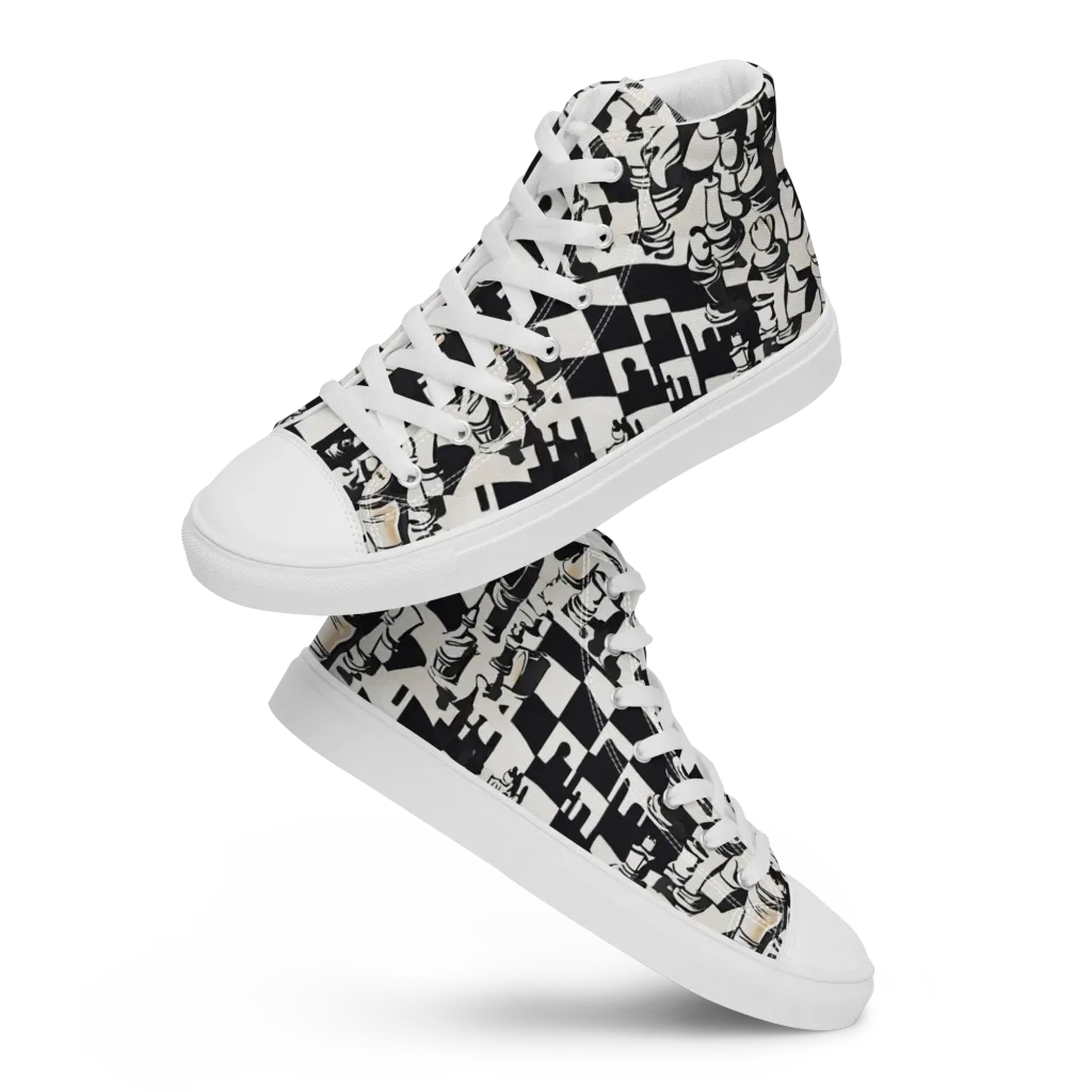 Checkmate Noir on Women's High Top Canvas Shoes — Front
