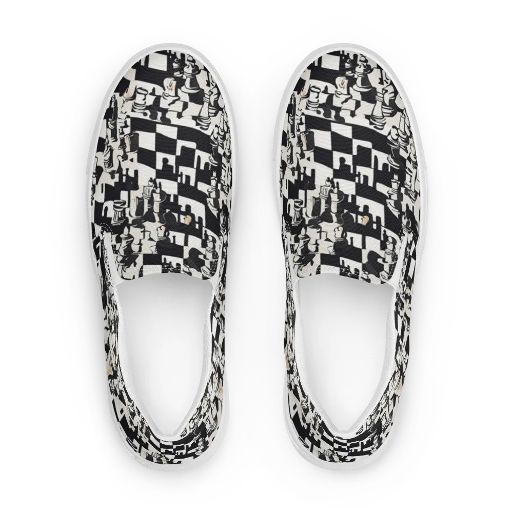 Checkmate Noir on Men's Slip-On Canvas Shoes — Front