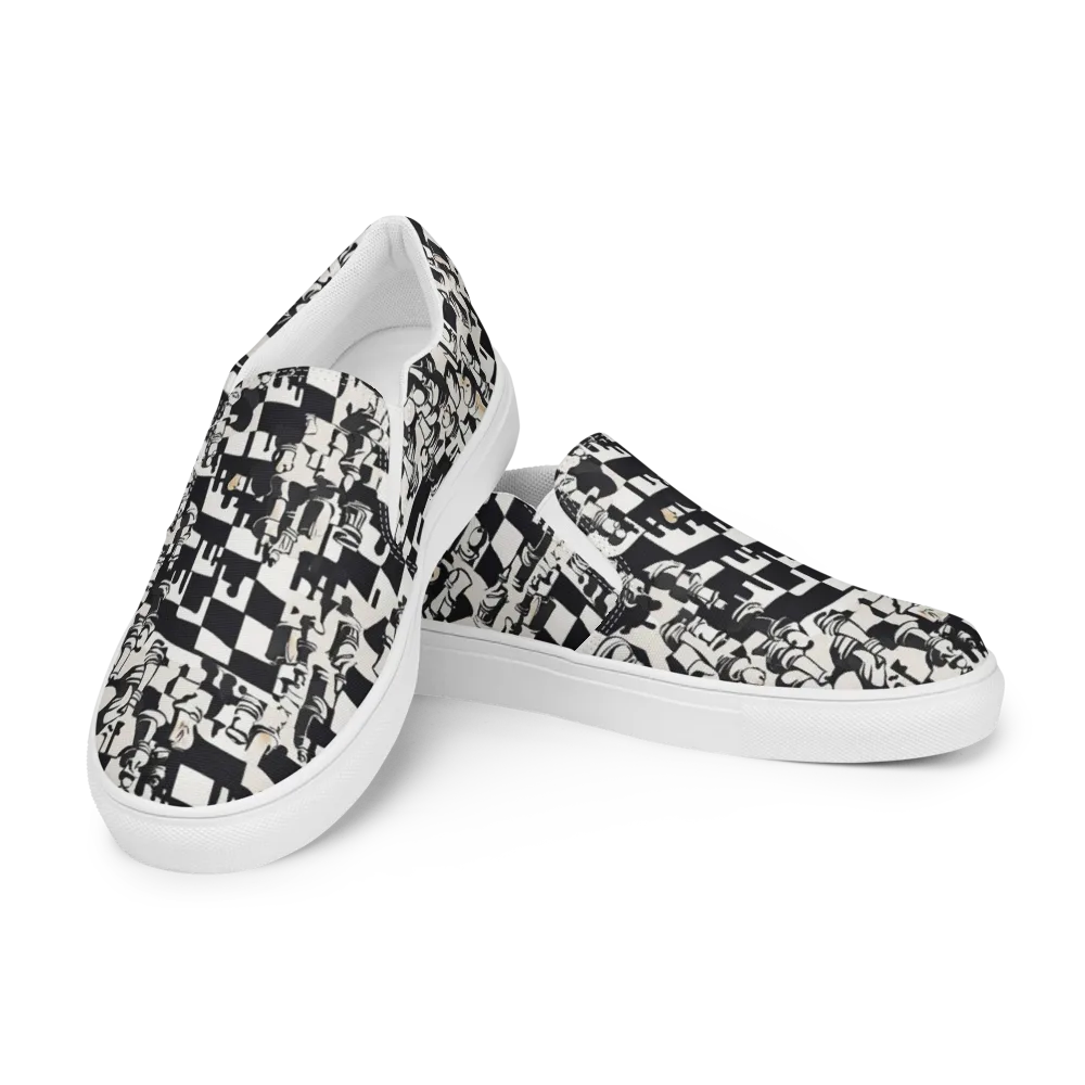 Checkmate Noir on Men's Slip-On Canvas Shoes — Left Front