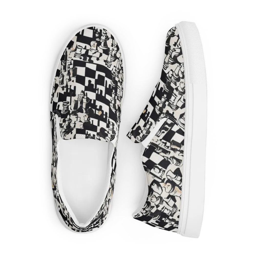 Checkmate Noir on Men's Slip-On Canvas Shoes — Front