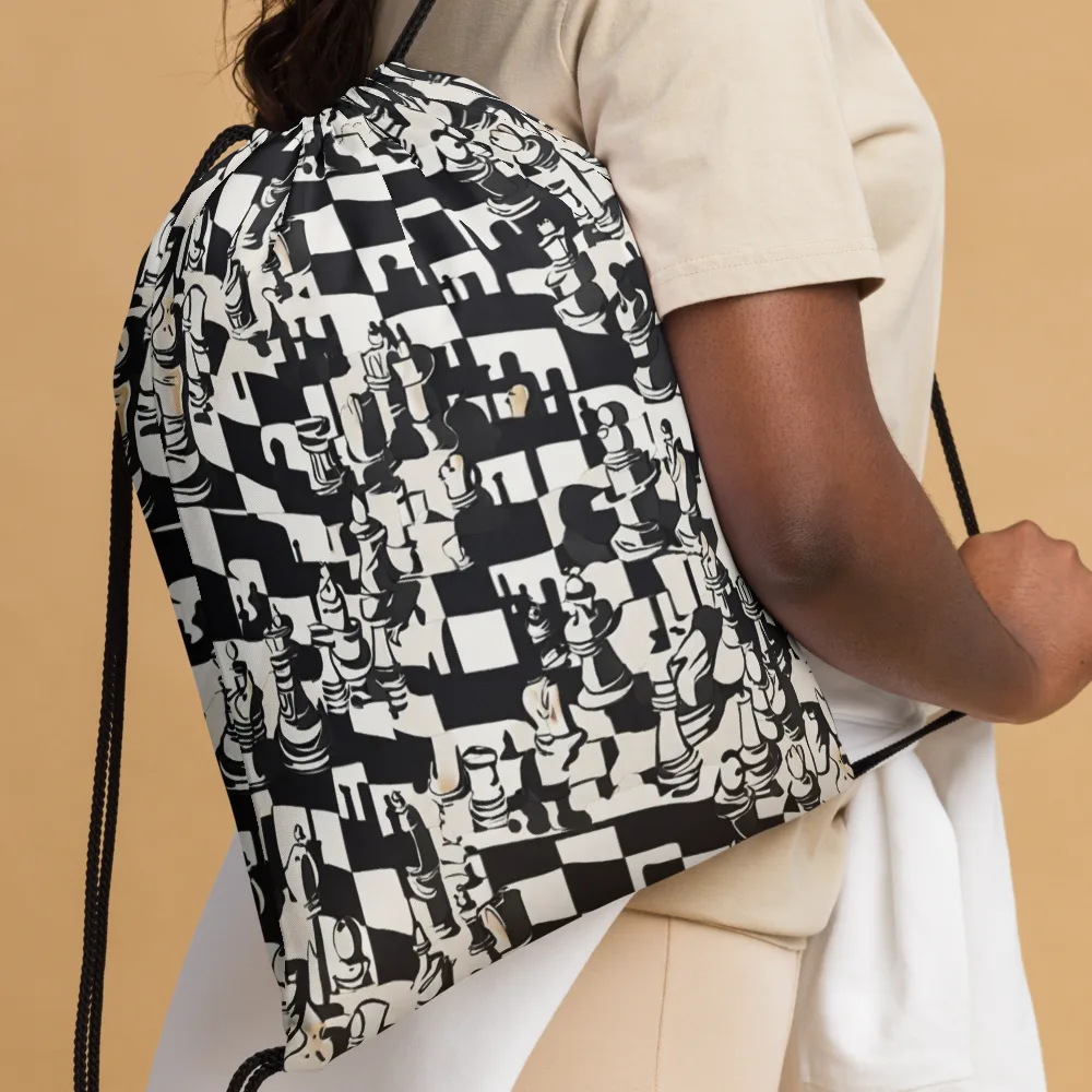 Checkmate Noir on Drawstring Bag — Front