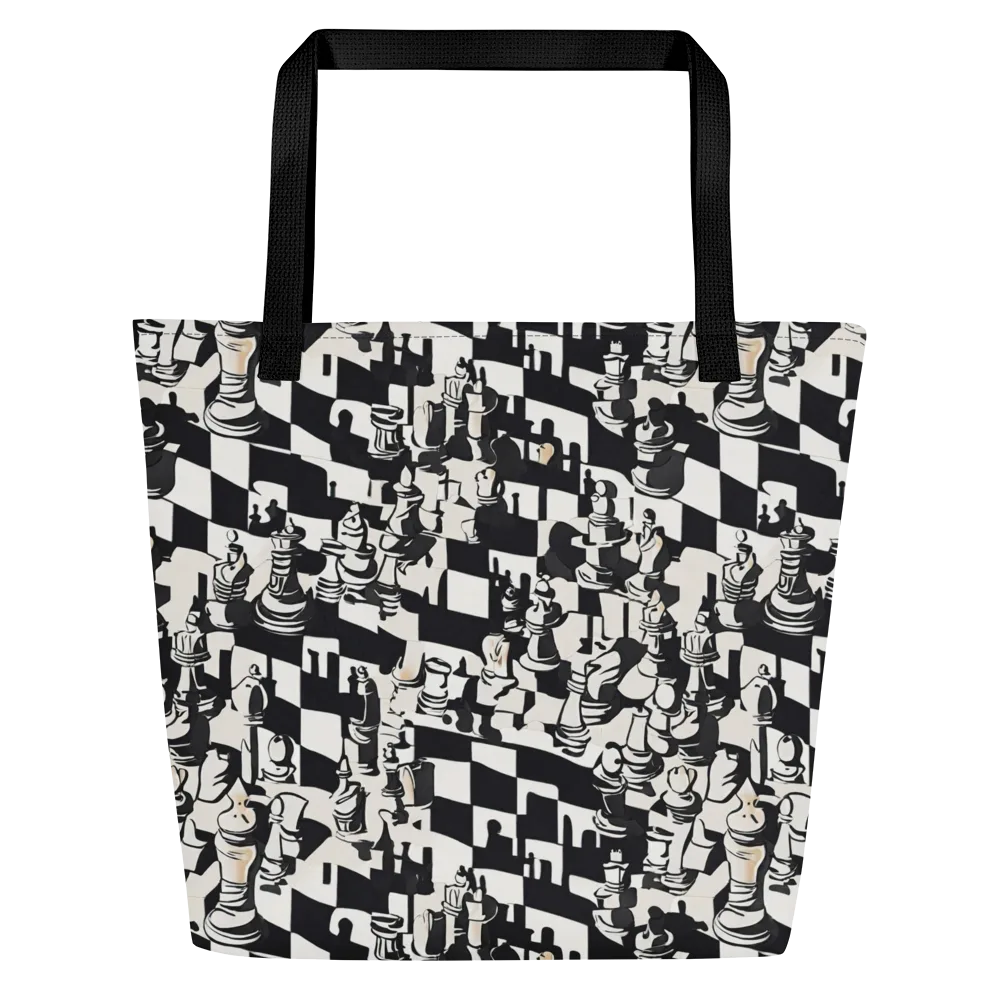 Checkmate Noir on Large Tote Bag W/ Pocket — Front
