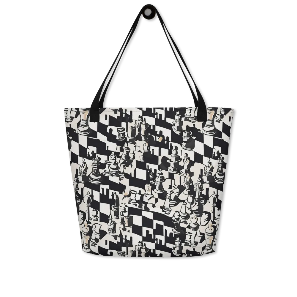 Checkmate Noir on Large Tote Bag W/ Pocket — Front