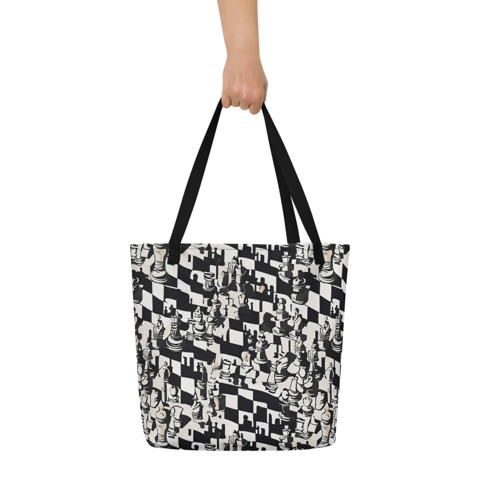 Checkmate Noir on Large Tote Bag W/ Pocket — Front
