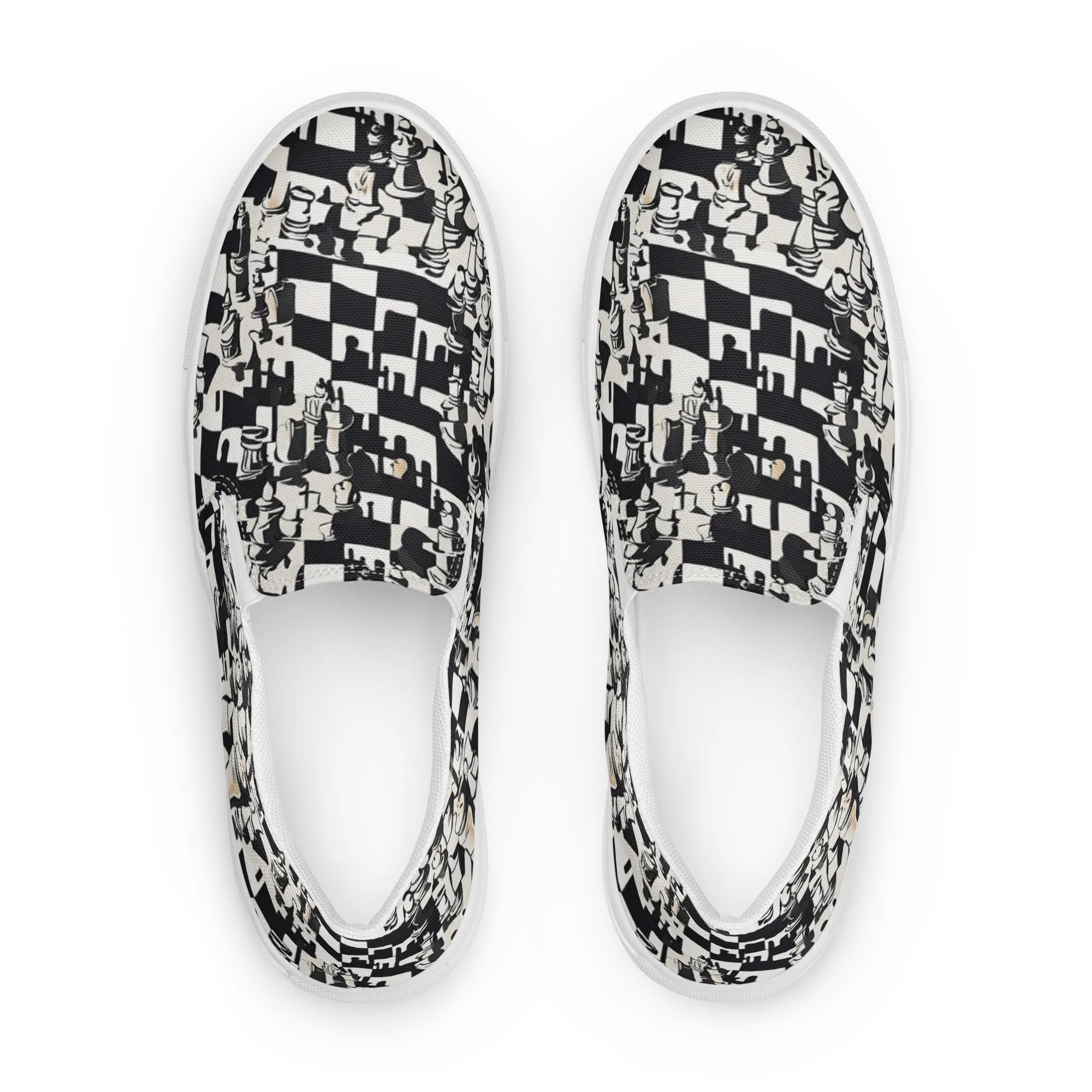 Checkmate Noir on Women's Slip-On Canvas Shoes — Front