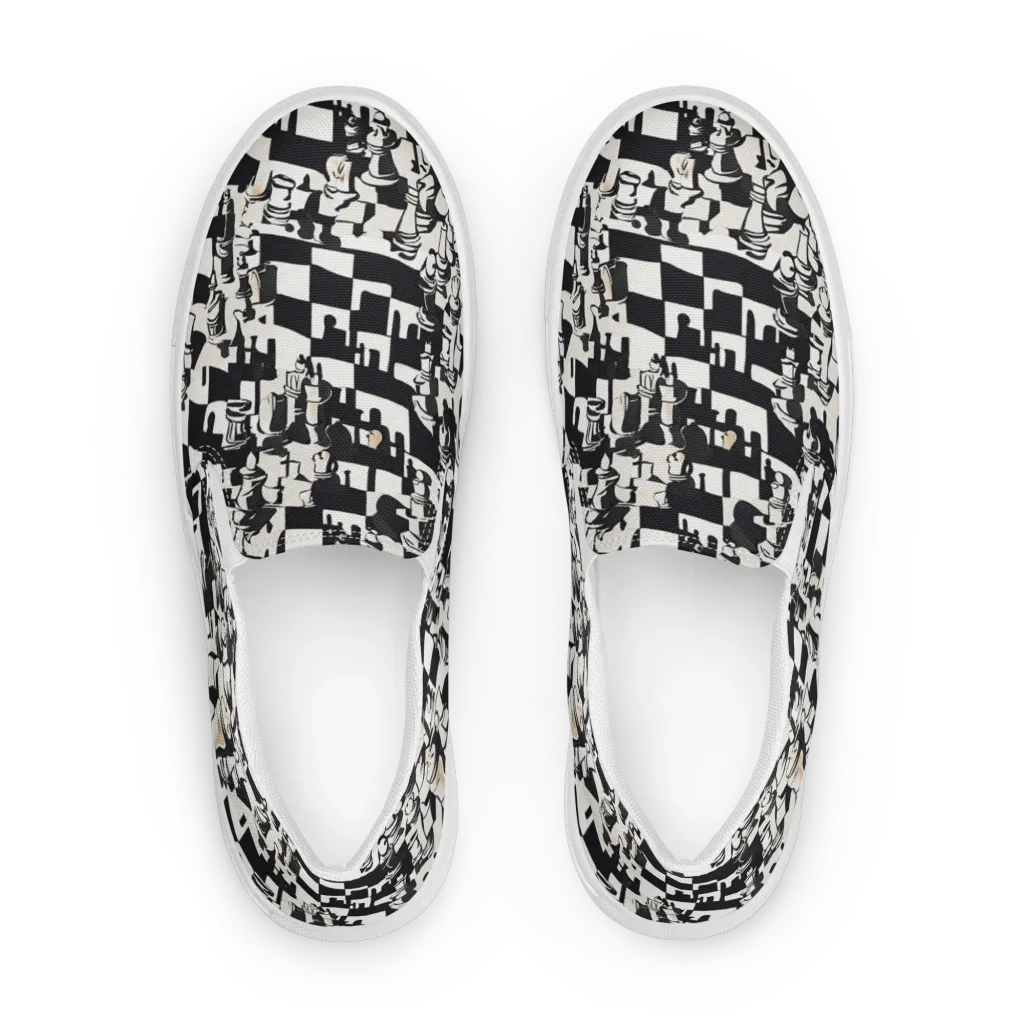 Checkmate Noir on Women's Slip-On Canvas Shoes — Front