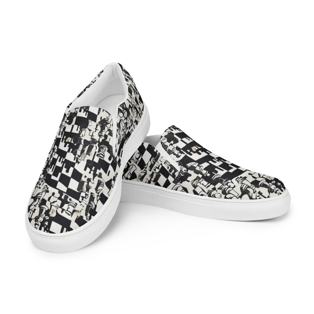 Checkmate Noir on Women's Slip-On Canvas Shoes — Left Front