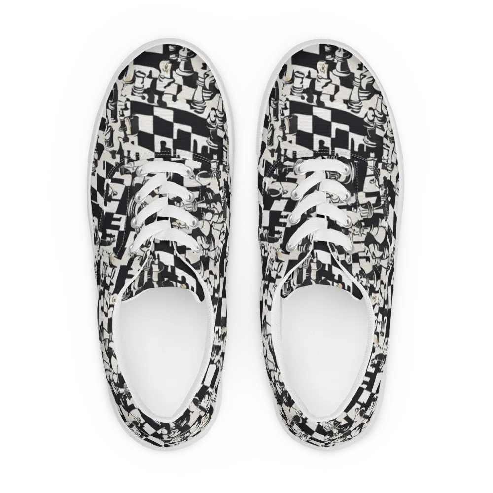 Checkmate Noir on Men's Lace-Up Canvas Shoes — Front