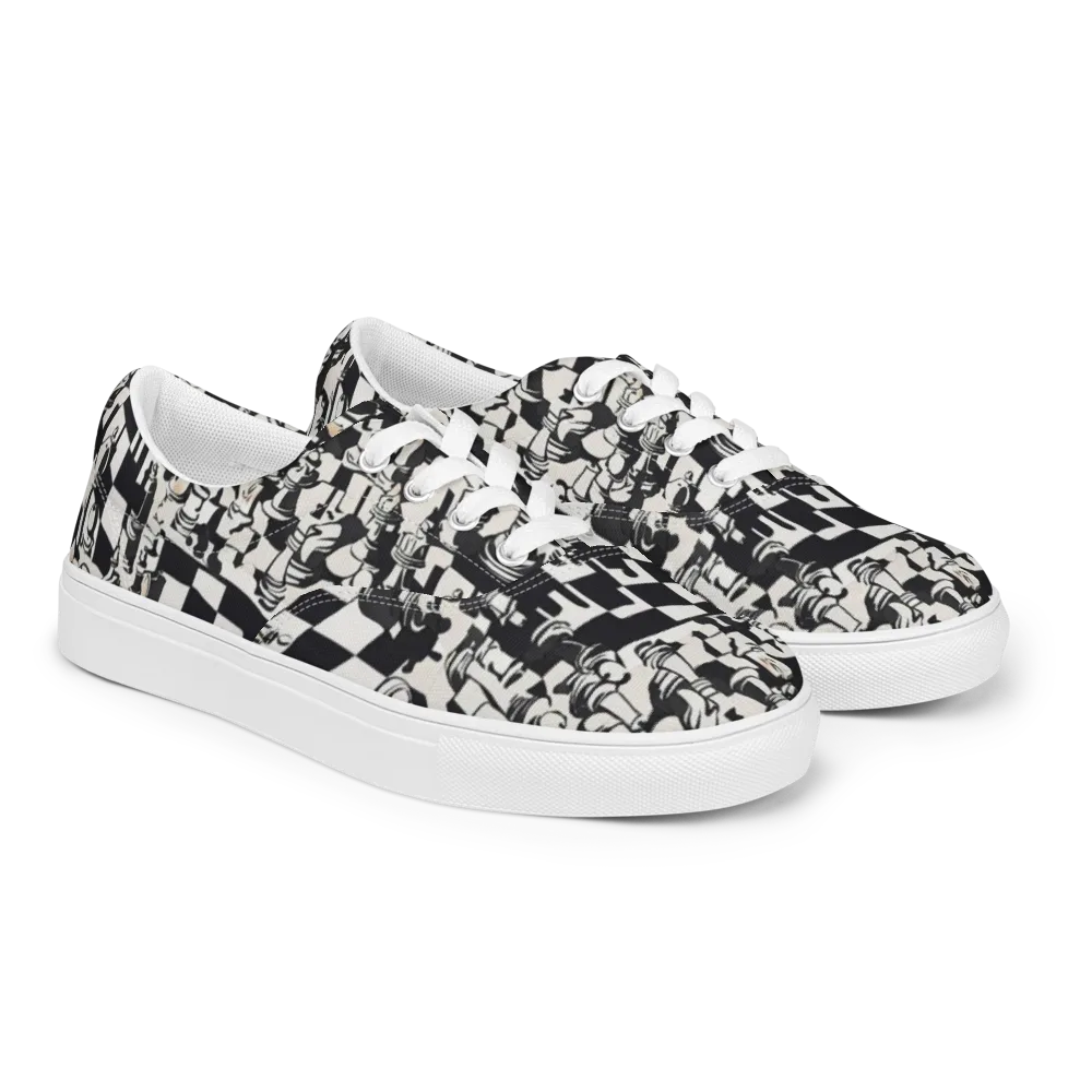 Checkmate Noir on Men's Lace-Up Canvas Shoes — Right Front